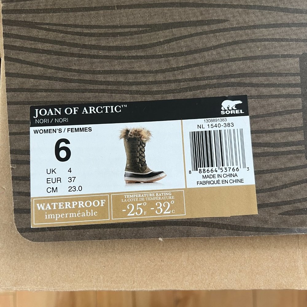 Sorel Boots Joan Of Arctic Green Nori Suede Waterproof Faux Fur Tall Snow Size 6 - Picture 15 of 15